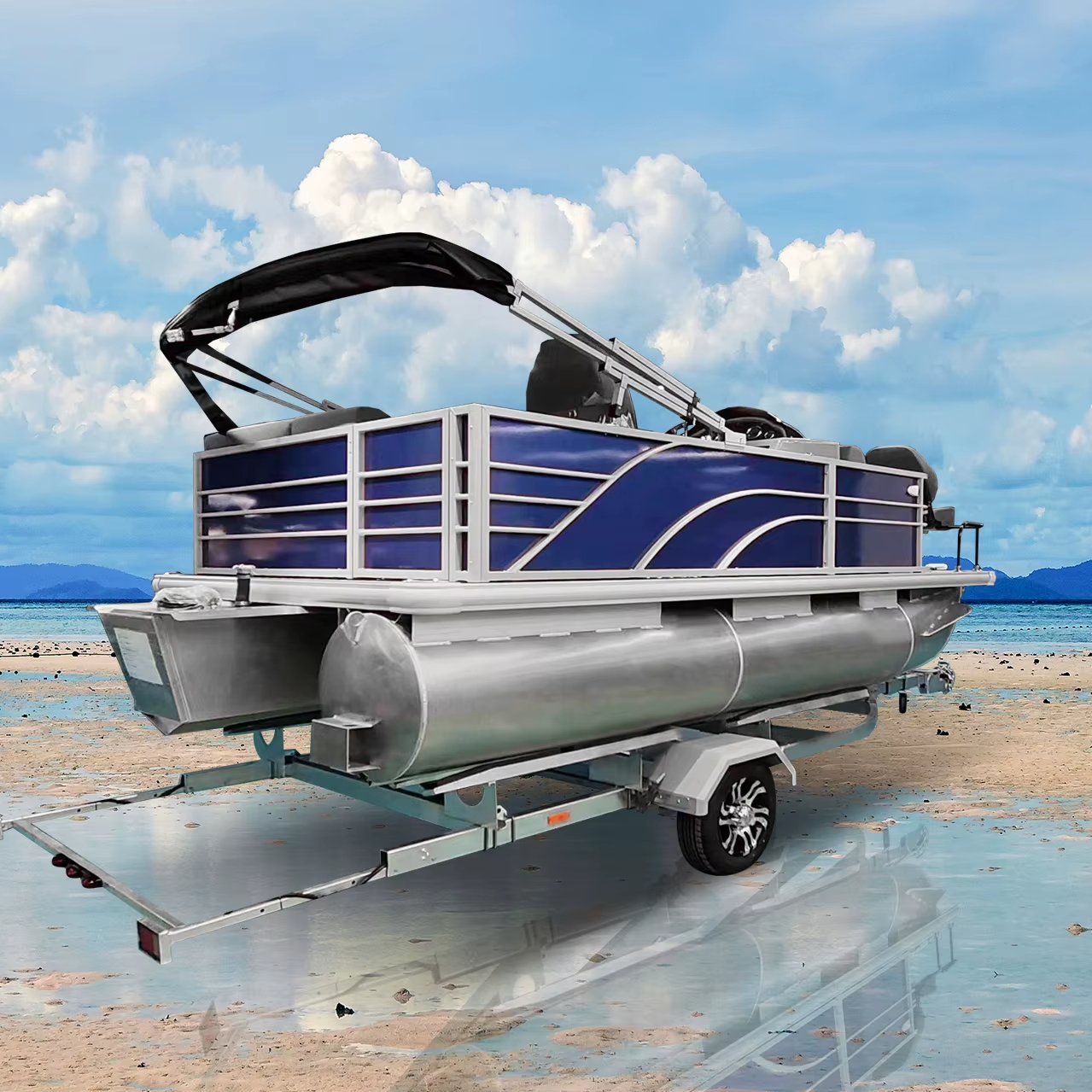 2025 Luxury Aluminium Fishing Pontoon Boats Outboard Engine Rod Holders Swivel Seats Bimini Top Premium Seating Versatile Sports